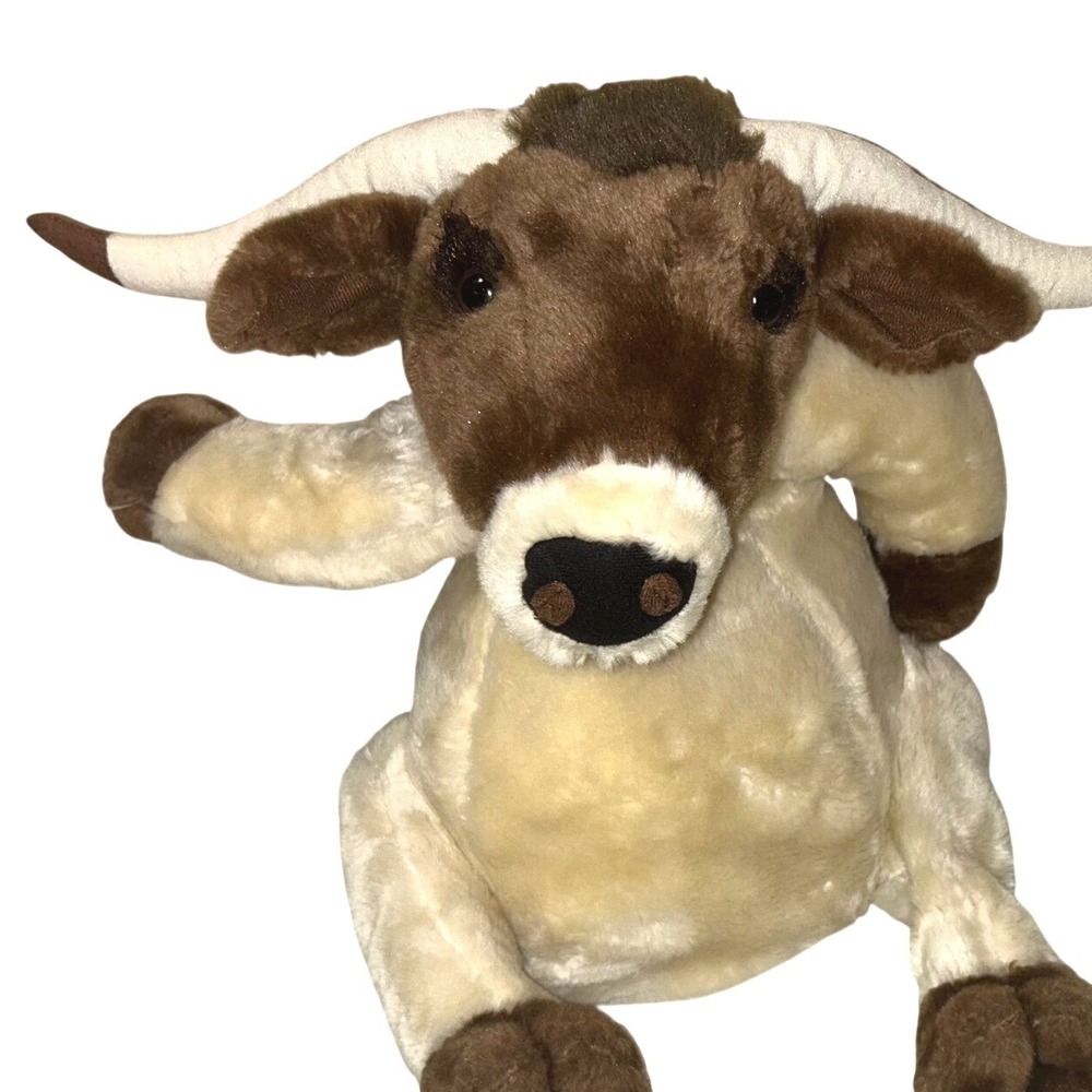 Unbranded Longhorn Bull Plush OS Tan Brown Western Stuffed Animal Toy